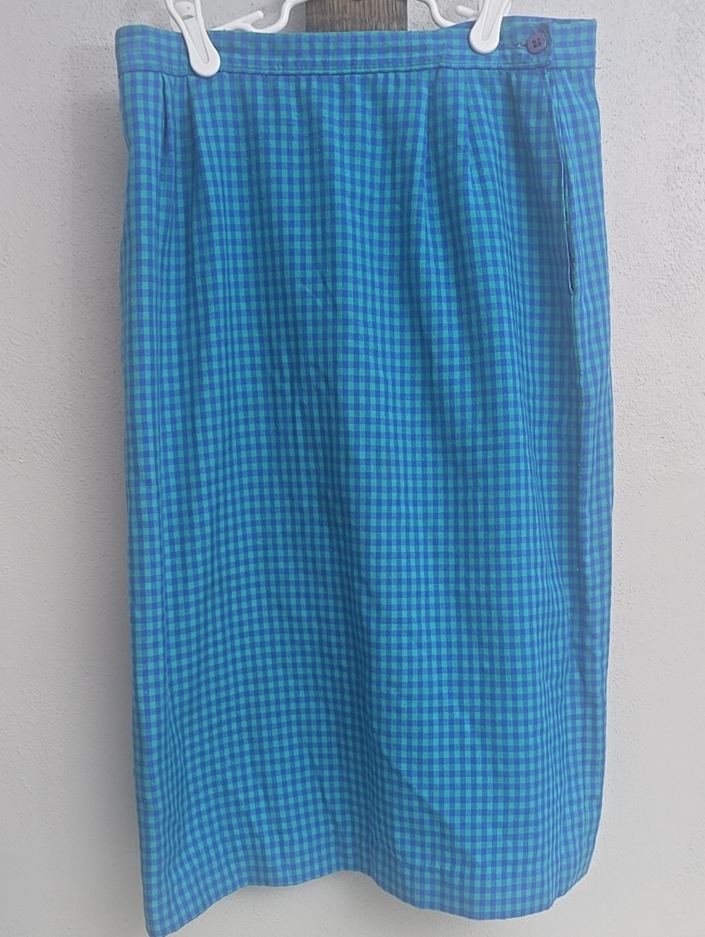 Blue Gingham Pendleton Skirt